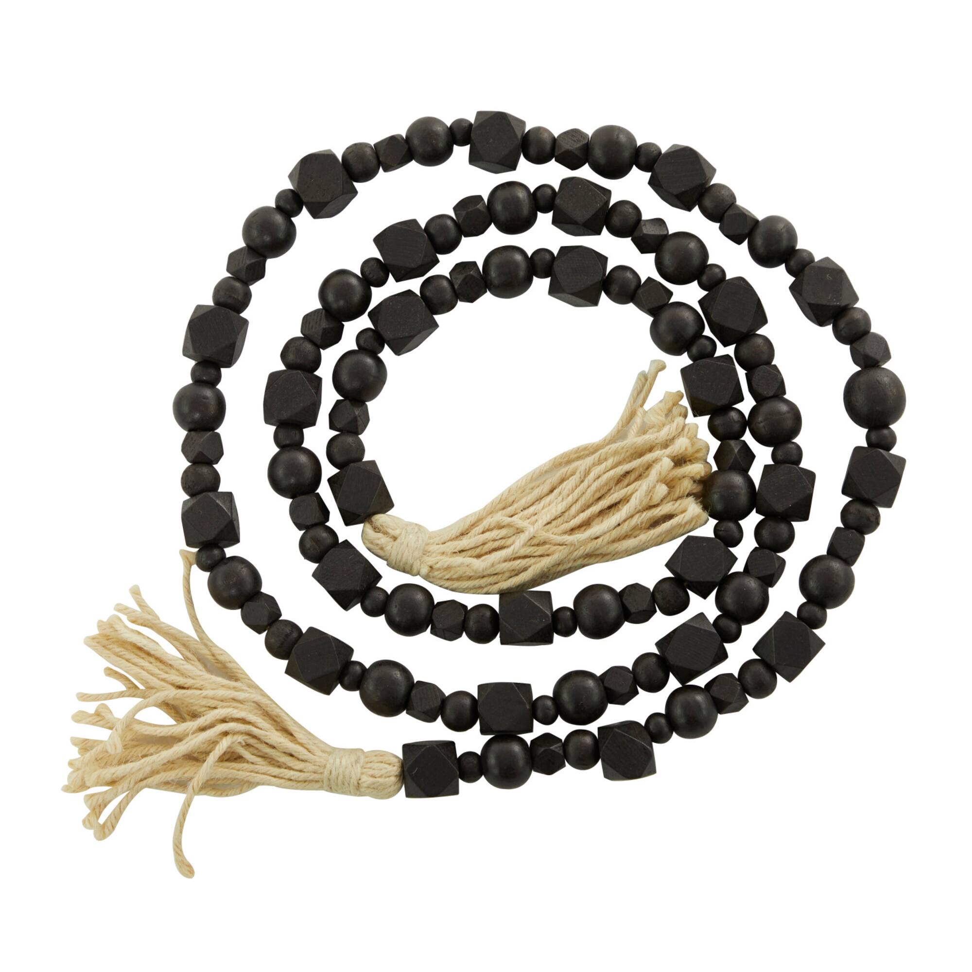 80" Geometric Wood Bead Garland with Tassels